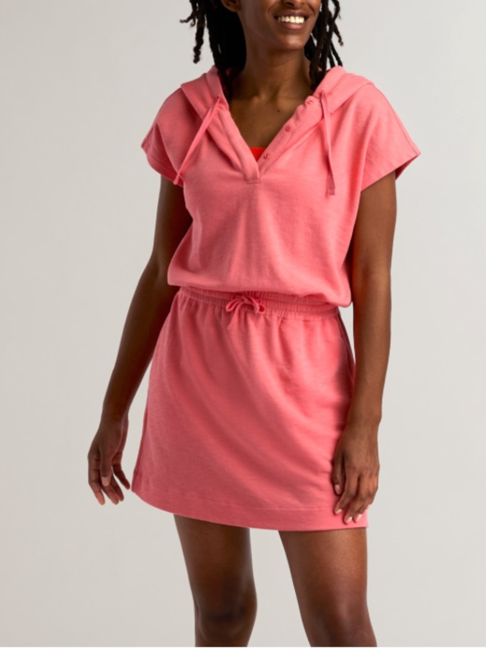 Title Nine la ola nectar Hoodie button Henley neck drawstring waist dress Sz S